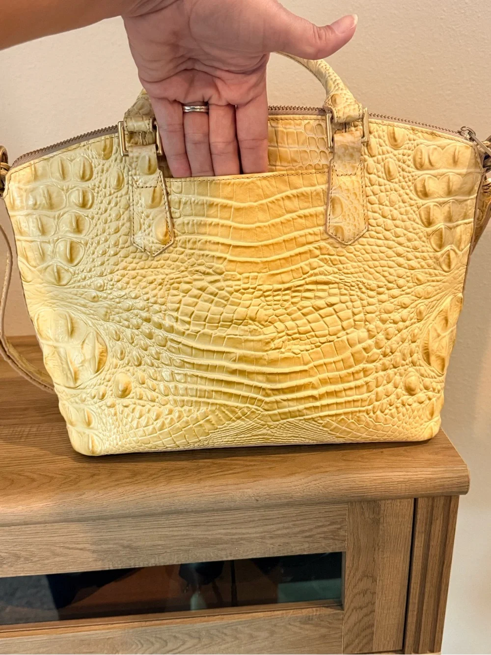 Brahmin Yellow Croc-Embossed Leather Shoulder Bag